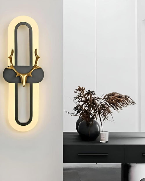 Oval Shaped Dear LED Wall Light - Black (40 CM)